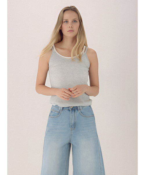 ACUD（アクド）の「Linen Rib Sleeveless Knit _L.Grey（Tシャツ/カットソー・レディース・ライトグレー・FREE）」の5枚目の写真