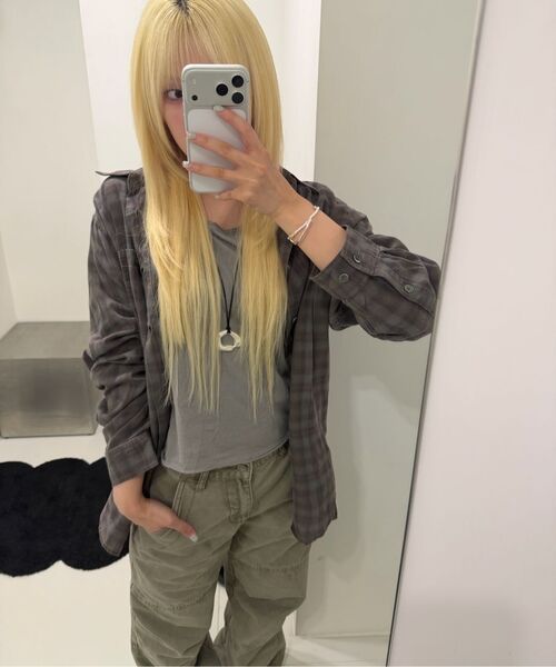 SLOWACID（スローアシッド）の「ガーメントダイチェックシャツ[パープル]（シャツ/ブラウス・レディース・その他・SMALL/MEDIUM/LARGE）」の10枚目の写真