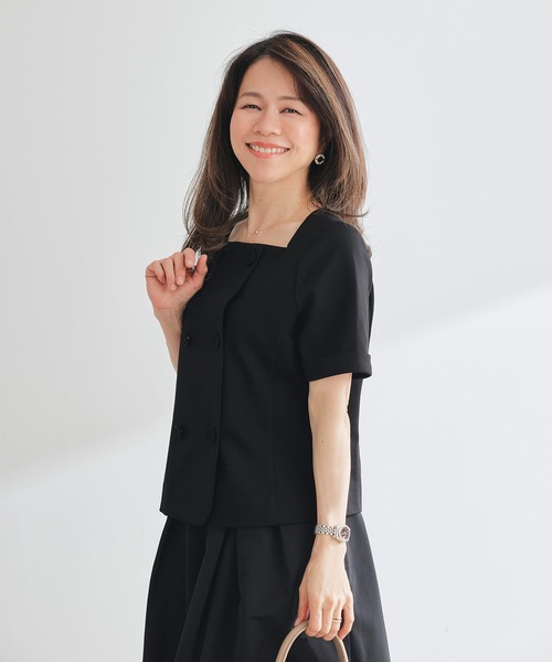 &BLOOM(アンドブルーム)の「ダブルボタン クラシカル トップス &BLOOM(アンドブルーム)(Tシャツ/カットソー・レディース・ブラック/ホワイト・L/M)」の16枚目の写真