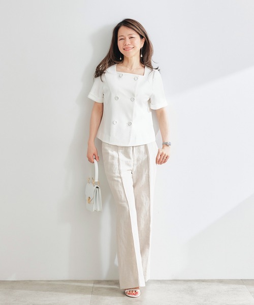 &BLOOM(アンドブルーム)の「ダブルボタン クラシカル トップス &BLOOM(アンドブルーム)(Tシャツ/カットソー・レディース・ブラック/ホワイト・L/M)」の22枚目の写真