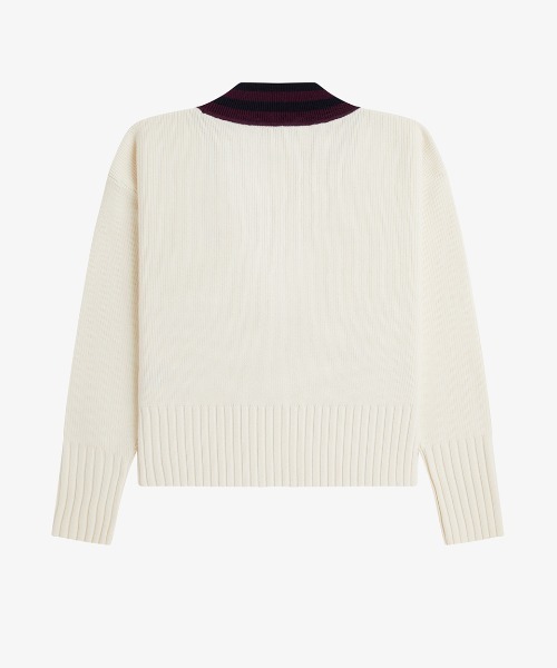 FRED PERRY（フレッドペリー）の「Bold Tipped V-Neck Jumper／ボールドティップドVネックニット（ニット/セーター・レディース・ベージュ・10）」の8枚目の写真