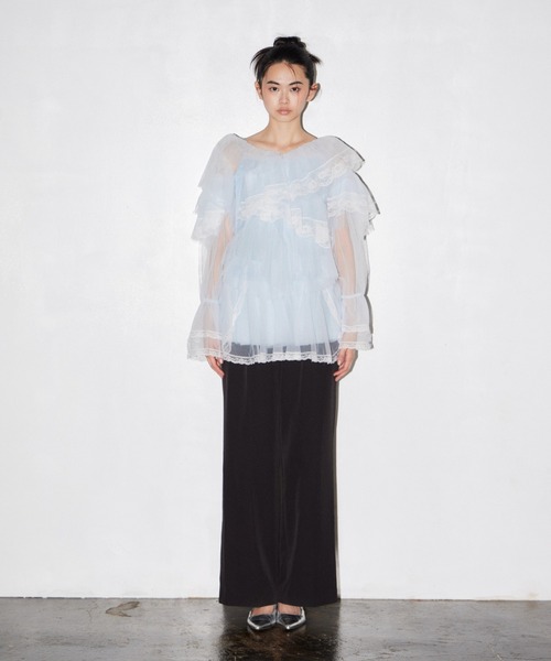ANDRESD(アンドレスド)の「ラッフルチュールトップスアンドミニドレス / Ruffle Tulle Tops & Mini Dress(シャツ/ブラウス・レディース・ライトブルー/グレー/オフホワイト/イエロー・S/M)」の12枚目の写真