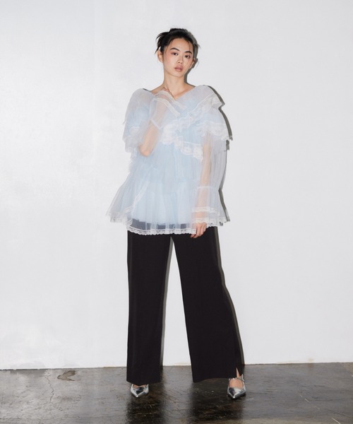 ANDRESD(アンドレスド)の「ラッフルチュールトップスアンドミニドレス / Ruffle Tulle Tops & Mini Dress(シャツ/ブラウス・レディース・ライトブルー/グレー/オフホワイト/イエロー・S/M)」の19枚目の写真