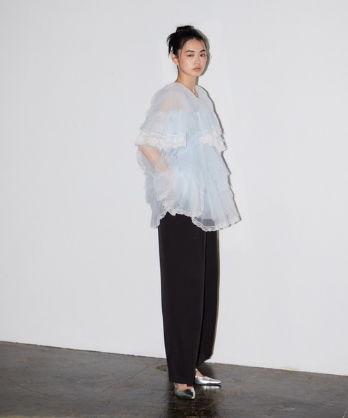 ANDRESD(アンドレスド)の「ラッフルチュールトップスアンドミニドレス / Ruffle Tulle Tops & Mini Dress(シャツ/ブラウス・レディース・ライトブルー/グレー/オフホワイト/イエロー・S/M)」の14枚目の写真