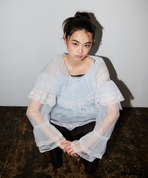 ANDRESD(アンドレスド)の「ラッフルチュールトップスアンドミニドレス / Ruffle Tulle Tops & Mini Dress(シャツ/ブラウス・レディース・ライトブルー/グレー/オフホワイト/イエロー・S/M)」の13枚目の写真