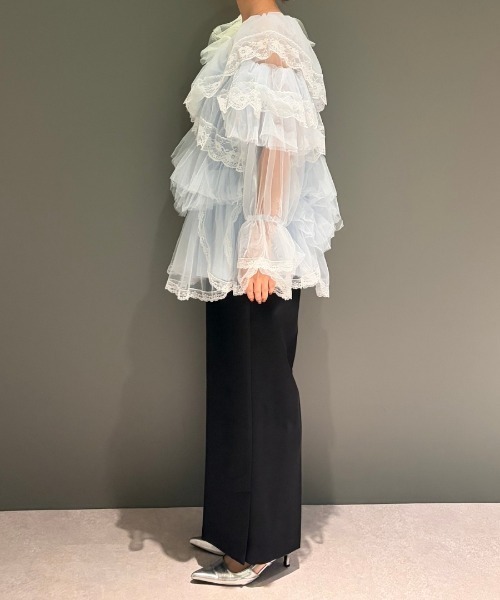 ANDRESD(アンドレスド)の「ラッフルチュールトップスアンドミニドレス / Ruffle Tulle Tops & Mini Dress(シャツ/ブラウス・レディース・ライトブルー/グレー/オフホワイト/イエロー・S/M)」の5枚目の写真