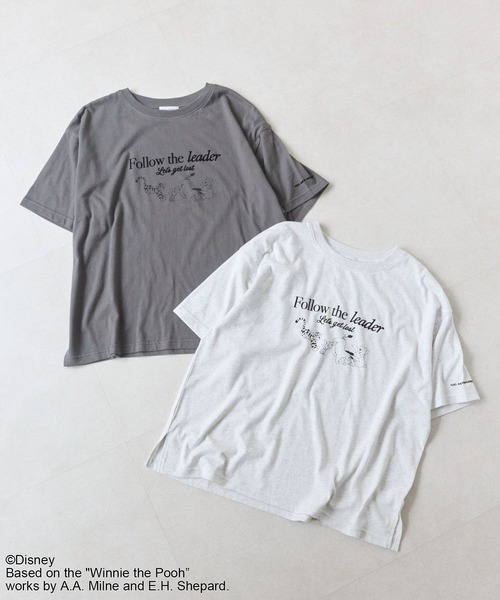 Green　Parks（グリーンパークス）の「Winnie the Pooh/フロッキーロゴTシャツ（Tシャツ/カットソー・レディース・チャコールグレー/ホワイト系その他・FREE）」の3枚目の写真