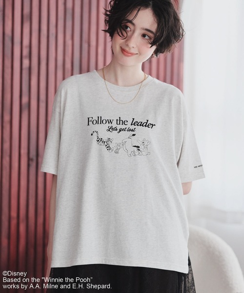 Green　Parks（グリーンパークス）の「Winnie the Pooh/フロッキーロゴTシャツ（Tシャツ/カットソー・レディース・チャコールグレー/ホワイト系その他・FREE）」の9枚目の写真
