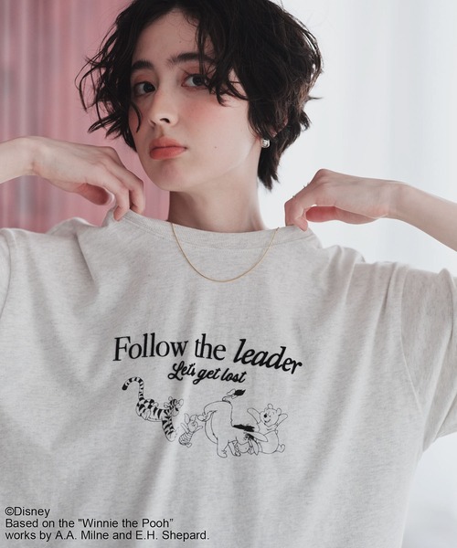 Green　Parks（グリーンパークス）の「Winnie the Pooh/フロッキーロゴTシャツ（Tシャツ/カットソー・レディース・チャコールグレー/ホワイト系その他・FREE）」の10枚目の写真