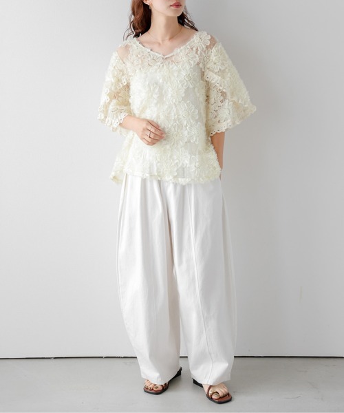 AMELY(エミリー)の「フラワーレース×ドット シアーブラウス(シャツ/ブラウス・レディース・ブラック/アイボリー・フリー)」の19枚目の写真