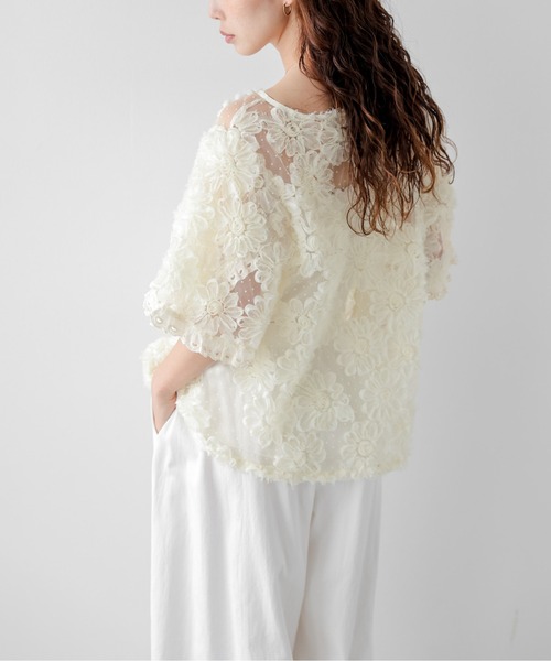 AMELY(エミリー)の「フラワーレース×ドット シアーブラウス(シャツ/ブラウス・レディース・ブラック/アイボリー・フリー)」の20枚目の写真