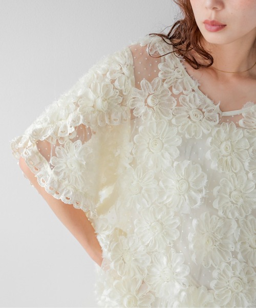 AMELY(エミリー)の「フラワーレース×ドット シアーブラウス(シャツ/ブラウス・レディース・ブラック/アイボリー・フリー)」の13枚目の写真