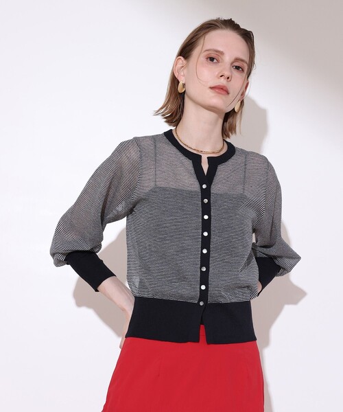 allureville(アルアバイル)の「シアーラミースキッパーカーディガン(カーディガン/ボレロ・レディース・ブルー系その他/レッド・2)」の13枚目の写真
