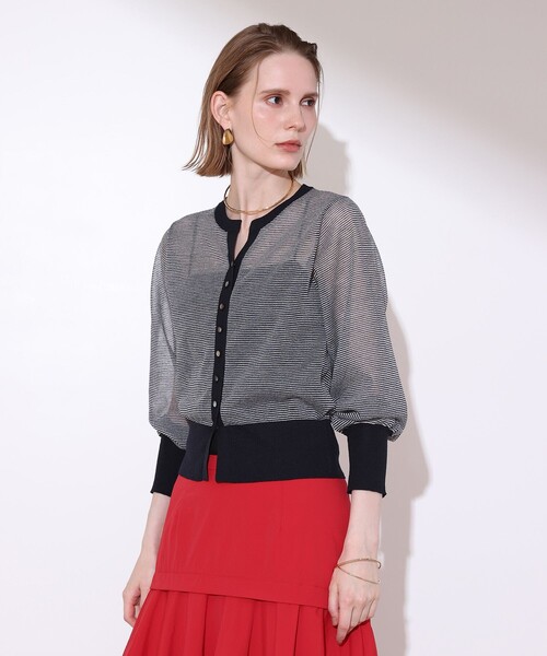 allureville(アルアバイル)の「シアーラミースキッパーカーディガン(カーディガン/ボレロ・レディース・ブルー系その他/レッド・2)」の14枚目の写真