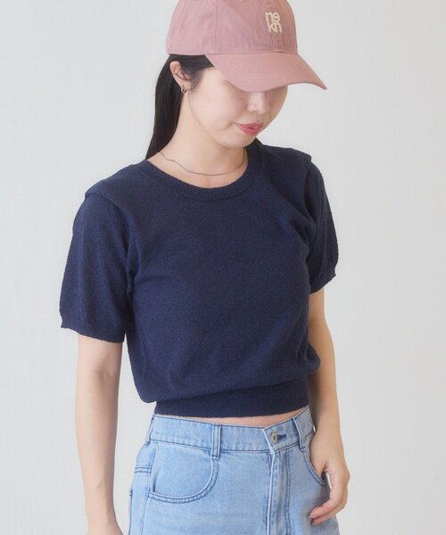 Kastane（カスタネ）の「【一部店舗限定】B ブークレショルダータックTEE（Tシャツ/カットソー・レディース・ネイビー/イエロー/アイボリー・FREE）」の12枚目の写真