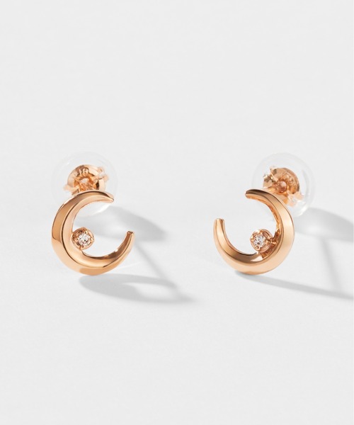 Jewel closet by L&Co.(ジュエルクローゼットバイエルアンドコー)の「K10 ムーン ピアス(ピアス(両耳用)・レディース・イエローゴールド/ホワイトゴールド/ピンクゴールド・FREE)」の2枚目の写真