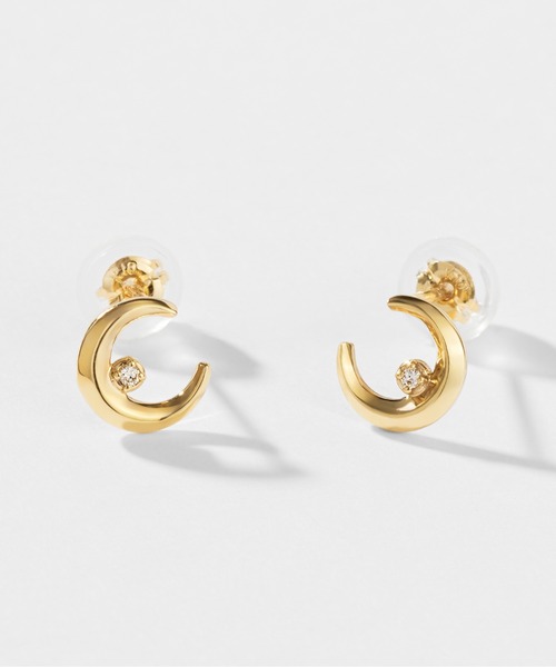 Jewel closet by L&Co.(ジュエルクローゼットバイエルアンドコー)の「K10 ムーン ピアス(ピアス(両耳用)・レディース・イエローゴールド/ホワイトゴールド/ピンクゴールド・FREE)」の3枚目の写真