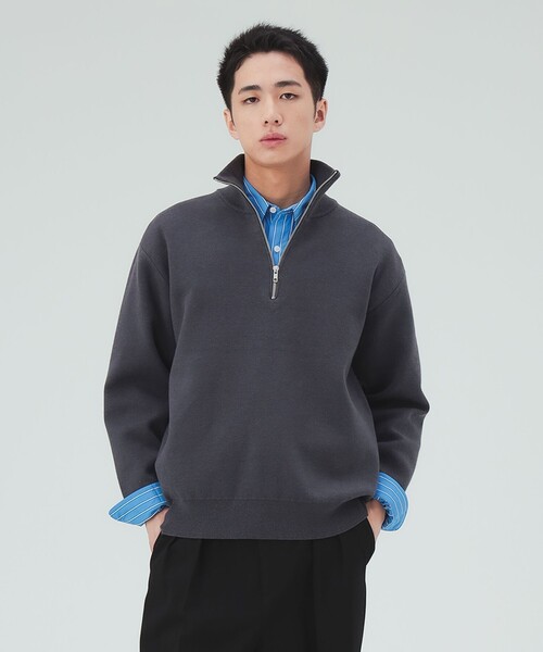 BEAMS HEART(ビームスハート)の「ダブルフェイス ハーフジップ ニット(ニット/セーター・メンズ・ベージュ/チャコールグレー・SMALL/LARGE/MEDIUM)」の3枚目の写真