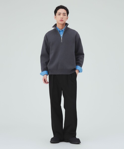 BEAMS HEART(ビームスハート)の「ダブルフェイス ハーフジップ ニット(ニット/セーター・メンズ・ベージュ/チャコールグレー・SMALL/LARGE/MEDIUM)」の4枚目の写真