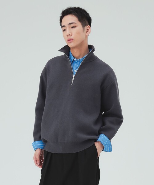 BEAMS HEART(ビームスハート)の「ダブルフェイス ハーフジップ ニット(ニット/セーター・メンズ・ベージュ/チャコールグレー・SMALL/LARGE/MEDIUM)」の15枚目の写真