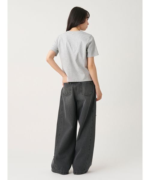 SNIDEL(スナイデル)の「リボンビジューワイドパンツ(その他パンツ・レディース・ライトブルー/ブラック・1/0)」の14枚目の写真