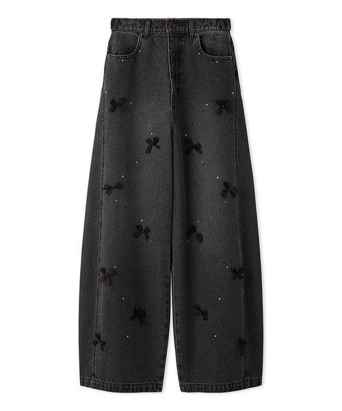 SNIDEL(スナイデル)の「リボンビジューワイドパンツ(その他パンツ・レディース・ライトブルー/ブラック・1/0)」の9枚目の写真