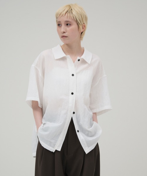 lit(リット)の「Nylon Half Sleeve Shirt(シャツ/ブラウス・レディース・オフホワイト/チャコールグレー・FREE)」の2枚目の写真