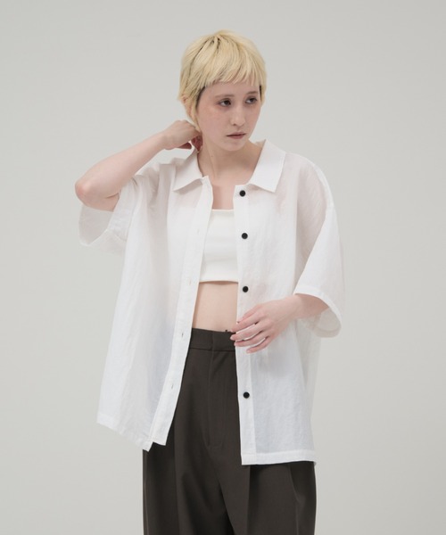 lit(リット)の「Nylon Half Sleeve Shirt(シャツ/ブラウス・レディース・オフホワイト/チャコールグレー・FREE)」の10枚目の写真