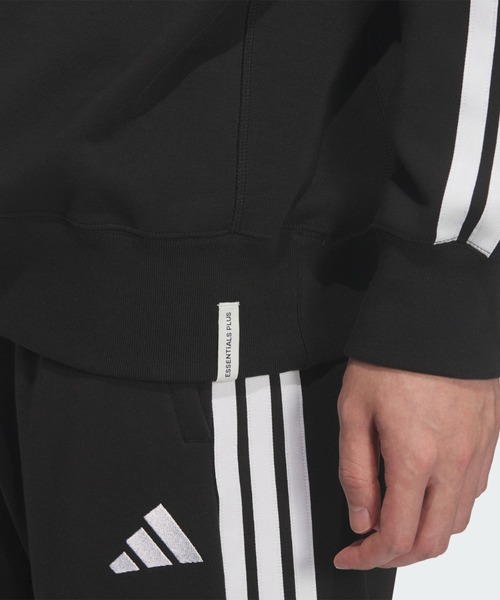 adidas(アディダス)の「エッセンシャルズ プラス ルーズフィット スリーストライプス フレンチテリー スウェットシャツ / トレーナー / アディダス adidas(スウェット・メンズ・ブラック・3XL/XX-LARGE/MEDIUM/LARGE/SMALL/X-LARGE)」の4枚目の写真