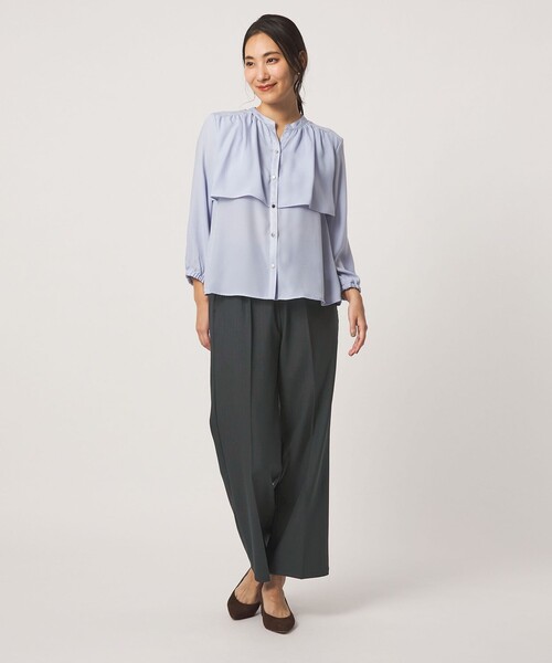 A DAY IN THE LIFE UNITED ARROWS（アデイインザライフユナイテッドアローズ）の「ストライプ イージー ワイドパンツ ‐ウォッシャブル‐＜A DAY IN THE LIFE＞（その他パンツ・レディース・ネイビー/ダークグレー・40/38/36）」の6枚目の写真