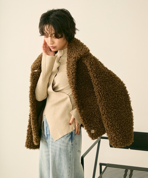 uchi.（ウチ）の「アシンメトリーリブニットトップス（ニット/セーター・レディース・グレー/ベージュ/ブラウン・FREE）」の21枚目の写真