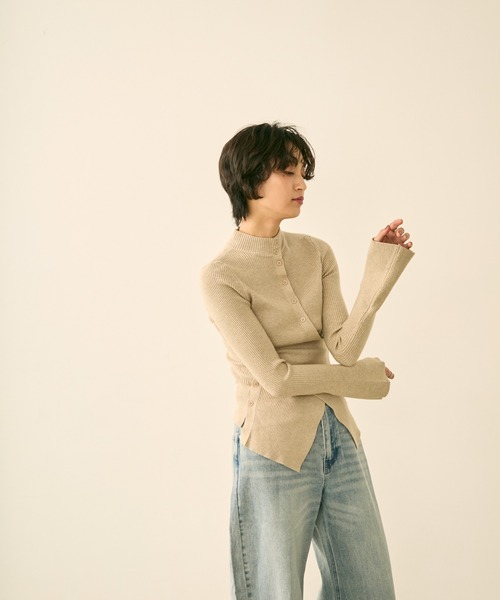 uchi.（ウチ）の「アシンメトリーリブニットトップス（ニット/セーター・レディース・グレー/ベージュ/ブラウン・FREE）」の12枚目の写真
