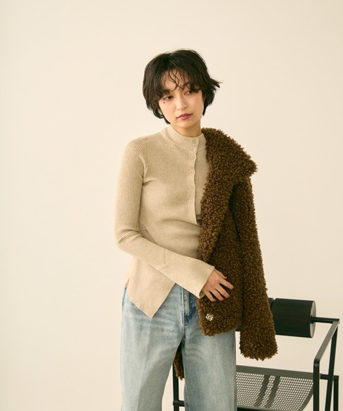 uchi.（ウチ）の「アシンメトリーリブニットトップス（ニット/セーター・レディース・グレー/ベージュ/ブラウン・FREE）」の15枚目の写真