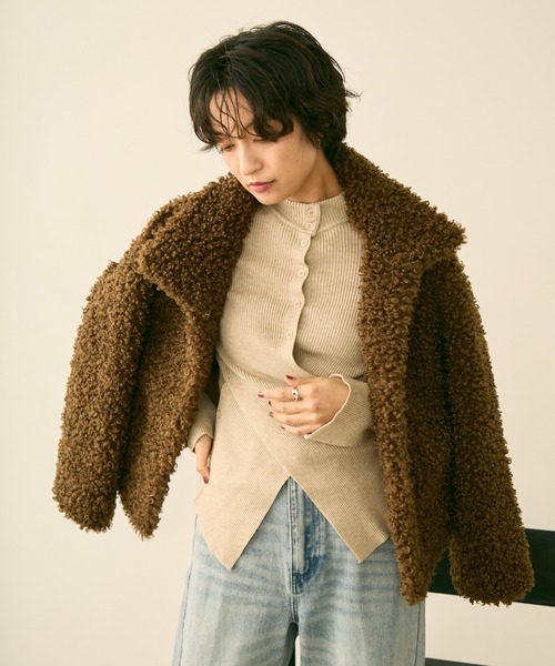 uchi.（ウチ）の「アシンメトリーリブニットトップス（ニット/セーター・レディース・グレー/ベージュ/ブラウン・FREE）」の18枚目の写真