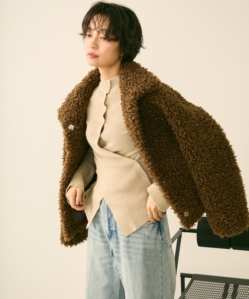 uchi.（ウチ）の「アシンメトリーリブニットトップス（ニット/セーター・レディース・グレー/ベージュ/ブラウン・FREE）」の20枚目の写真
