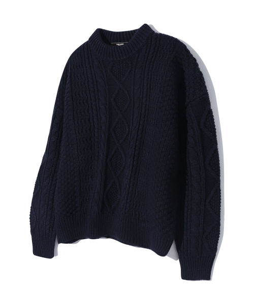 Удлиненный вязаный оверсайз свитер (нейви) — soft knit
