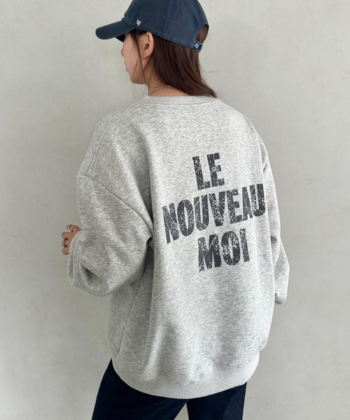 MYMOOD.(マイムード)の「カジュアルスタイリングの主役フロントバックプリント ビックシルエットプルオーバー(スウェット・レディース・グレー/オートミール・FREE)」の6枚目の写真