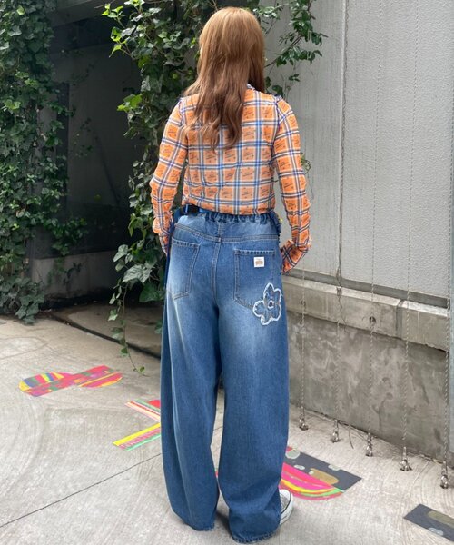 HELLO.SANFRANCISCO(ハローサンフランシスコ)の「【HELLO.SANFRANCISCO】チェックスタープリントロゴシアー(Tシャツ/カットソー・レディース・ピンク/オレンジ・ONE SIZE)」の16枚目の写真
