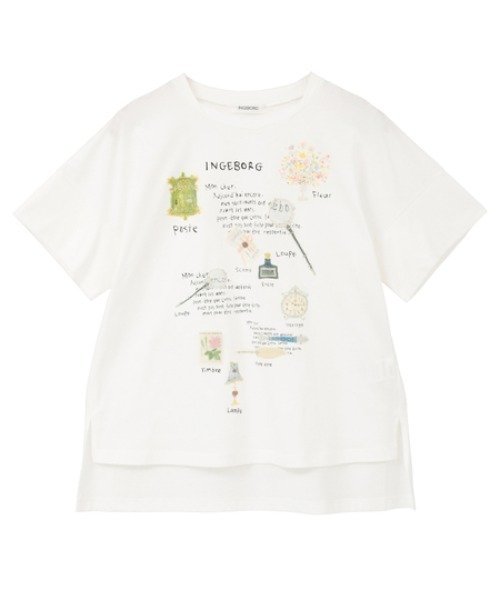 INGEBORG(インゲボルグ)の「レターワンポイントpt.Tシャツ(Tシャツ/カットソー・レディース・ホワイト/ブルー/ブラック/ベージュ・LARGE/MEDIUM)」の2枚目の写真