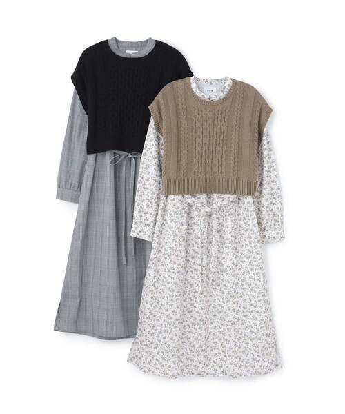 petit main LIEN(プティマインリアン)の「【リンク】ベストつきワンピース(シャツワンピース・レディース・ブラック/ブラウン・F)」の5枚目の写真