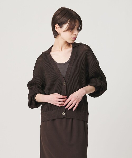BEAUTY&YOUTH UNITED ARROWS(ビューティーアンドユースユナイテッドアローズ)の「コットンポリエステル スキッパー カーディガン ウォッシャブル(カーディガン/ボレロ・レディース・ダークブラウン/オリーブ/ライトグレー・FREE)」の1枚目の写真