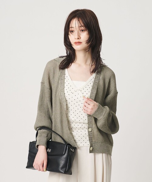 BEAUTY&YOUTH UNITED ARROWS(ビューティーアンドユースユナイテッドアローズ)の「コットンポリエステル スキッパー カーディガン ウォッシャブル(カーディガン/ボレロ・レディース・ダークブラウン/オリーブ/ライトグレー・FREE)」の6枚目の写真