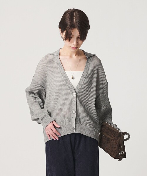 BEAUTY&YOUTH UNITED ARROWS(ビューティーアンドユースユナイテッドアローズ)の「コットンポリエステル スキッパー カーディガン ウォッシャブル(カーディガン/ボレロ・レディース・ダークブラウン/オリーブ/ライトグレー・FREE)」の8枚目の写真