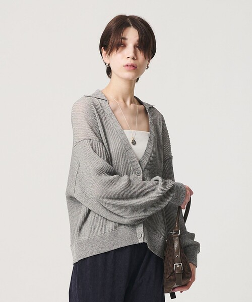 BEAUTY&YOUTH UNITED ARROWS(ビューティーアンドユースユナイテッドアローズ)の「コットンポリエステル スキッパー カーディガン ウォッシャブル(カーディガン/ボレロ・レディース・ダークブラウン/オリーブ/ライトグレー・FREE)」の9枚目の写真