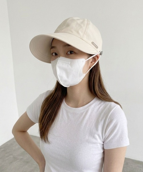 aimoha(アイモハ)の「UVカット つば長キャップ(キャップ・レディース・ブラック/オフホワイト・FREE)」の3枚目の写真