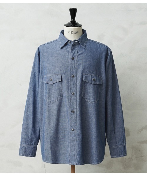 WAIPER.inc(ワイパーインク)の「米軍 1940’s U.S.NAVY フラップポケット シャンブレーシャツ MADE OF”KAIHARA FABRIC”(シャツ/ブラウス・メンズ・ブルー/ライトブルー・17/16 1/2/15 1/2)」の2枚目の写真