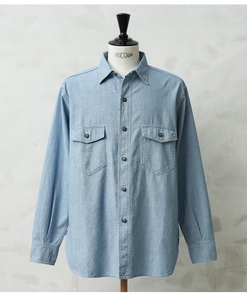 WAIPER.inc(ワイパーインク)の「米軍 1940’s U.S.NAVY フラップポケット シャンブレーシャツ MADE OF”KAIHARA FABRIC”(シャツ/ブラウス・メンズ・ブルー/ライトブルー・17/16 1/2/15 1/2)」の1枚目の写真