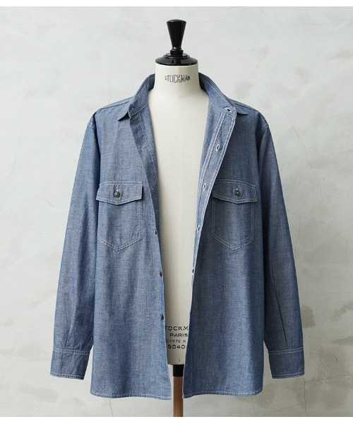 WAIPER.inc(ワイパーインク)の「米軍 1940’s U.S.NAVY フラップポケット シャンブレーシャツ MADE OF”KAIHARA FABRIC”(シャツ/ブラウス・メンズ・ブルー/ライトブルー・17/16 1/2/15 1/2)」の5枚目の写真