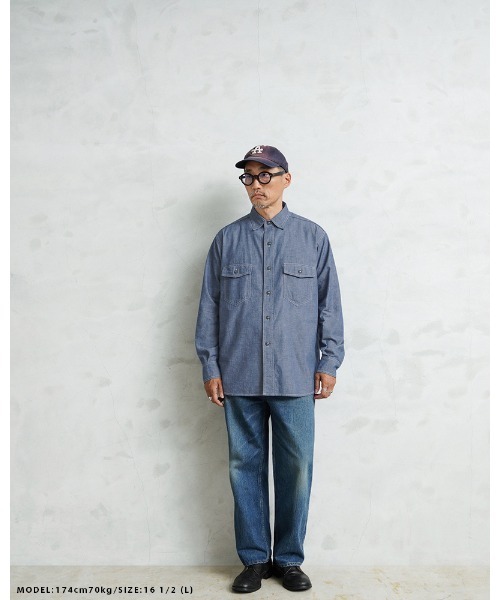 WAIPER.inc(ワイパーインク)の「米軍 1940’s U.S.NAVY フラップポケット シャンブレーシャツ MADE OF”KAIHARA FABRIC”(シャツ/ブラウス・メンズ・ブルー/ライトブルー・17/16 1/2/15 1/2)」の9枚目の写真