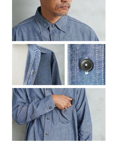 WAIPER.inc(ワイパーインク)の「米軍 1940’s U.S.NAVY フラップポケット シャンブレーシャツ MADE OF”KAIHARA FABRIC”(シャツ/ブラウス・メンズ・ブルー/ライトブルー・17/16 1/2/15 1/2)」の14枚目の写真